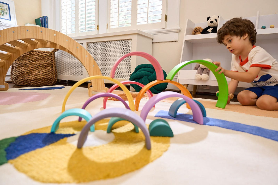 Wooden Rainbow Stacker Blocks.