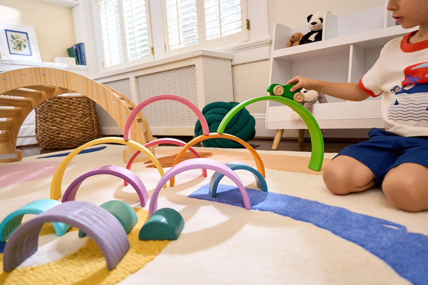 Wooden Rainbow Stacker Blocks