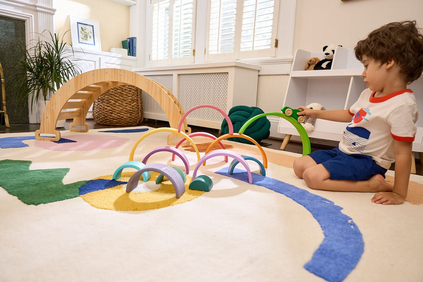 Wooden Rainbow Stacker Blocks.