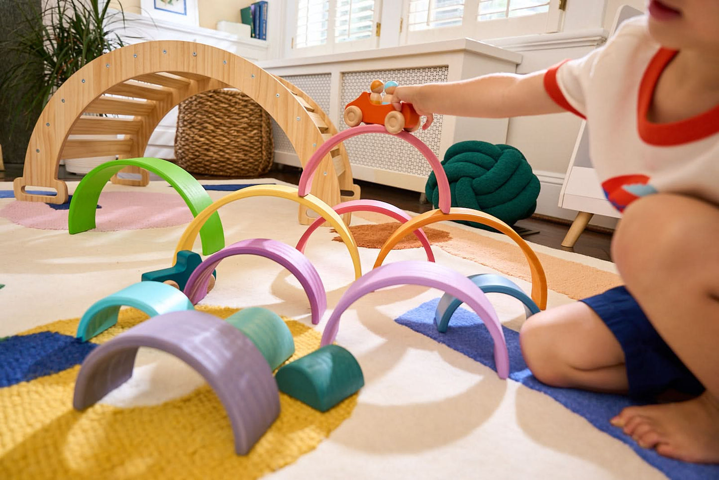 Wooden Rainbow Stacker Blocks.