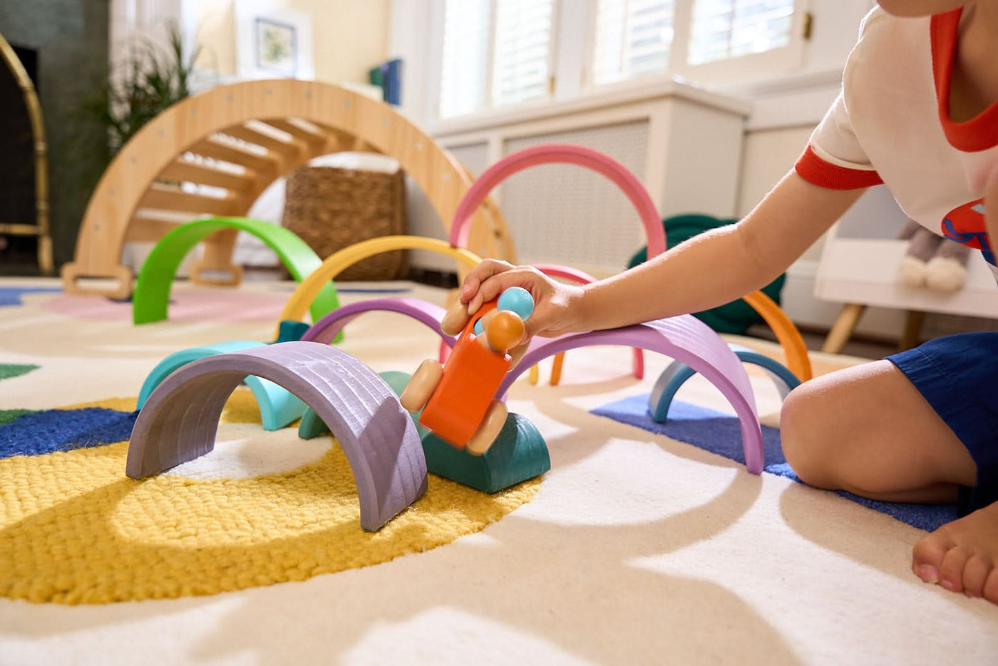 Wooden Rainbow Stacker Blocks