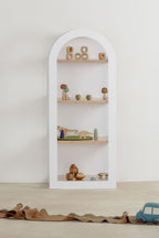 Arched Shelf (White + Natural) – 4-Tier Open Storage