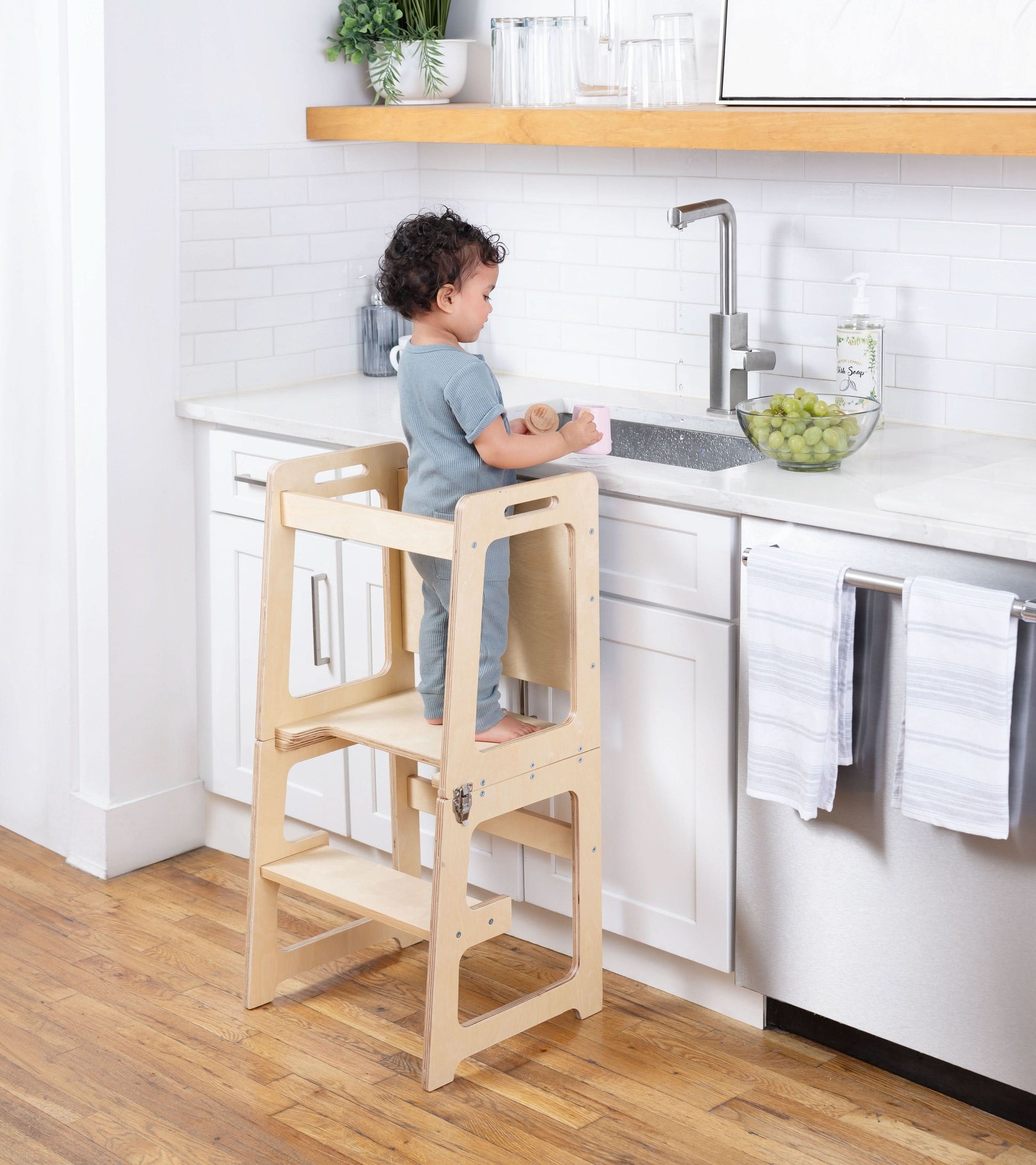 Date - 4 in 1 Kitchen Tower, Desk, Step Stool and Chalkboard.