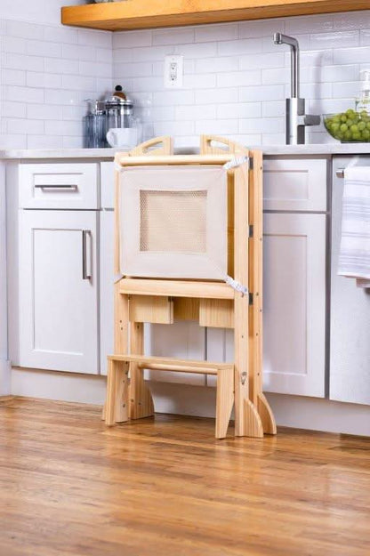 Plum - 3 in 1 Foldable Kitchen Tower, Step Stool and Chalkboard.