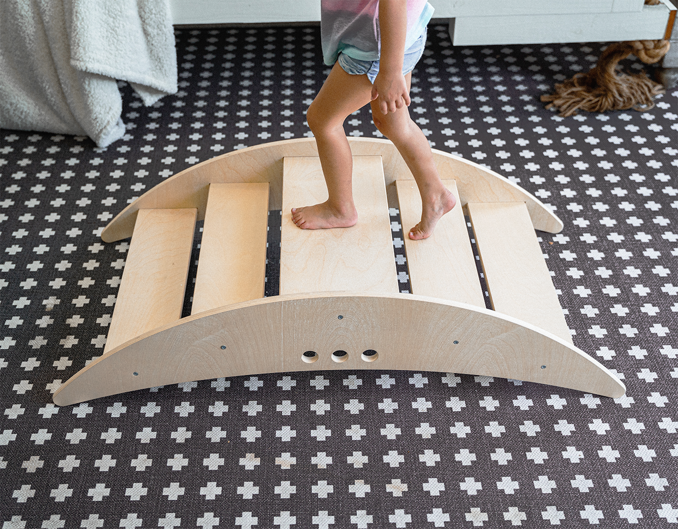 Child Crossing Bridge of Rowan - Avenlur's Reversible Rocking Boat & Bridge