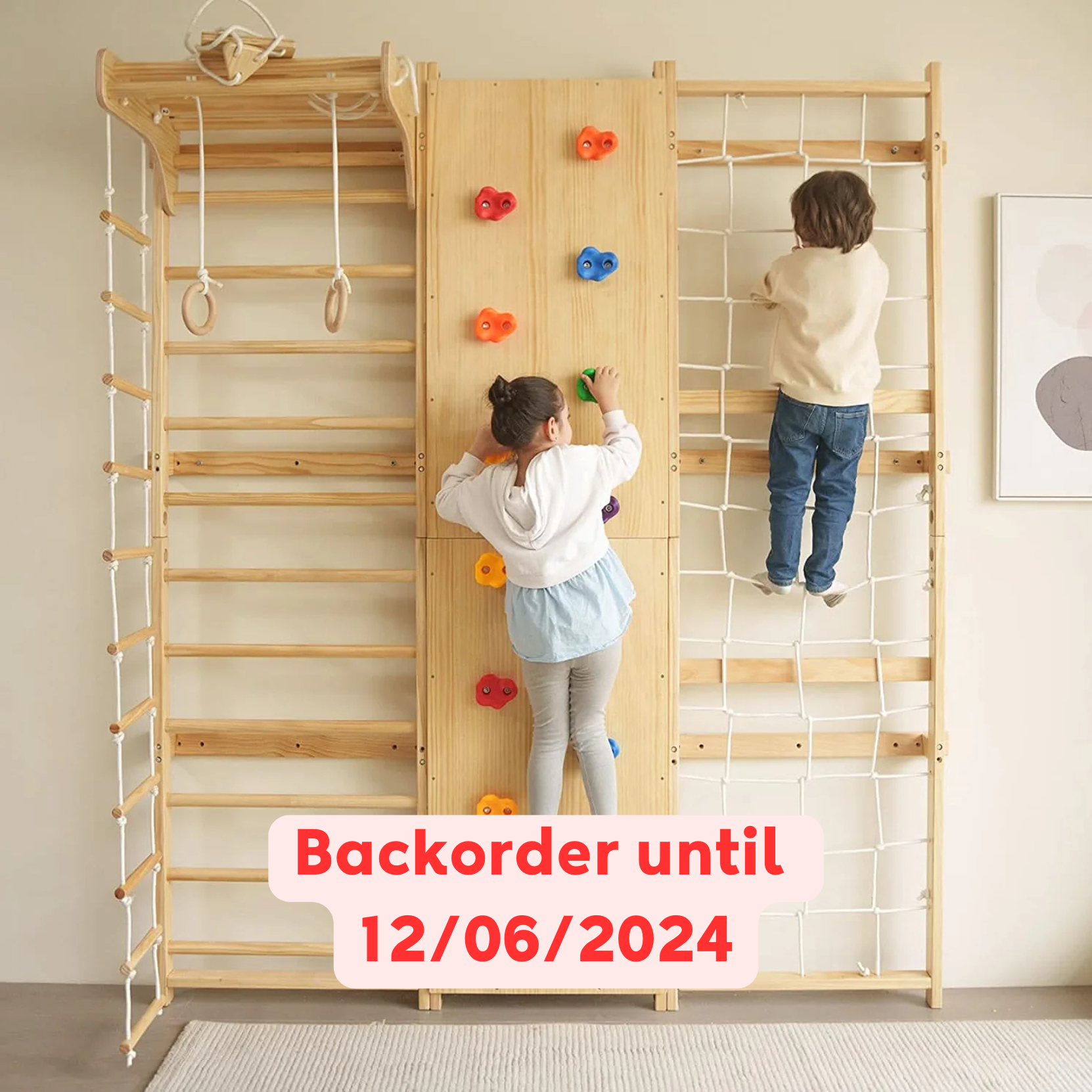 Walnut - 9-in-1 Swedish Ladder Wall Gym and Climber.