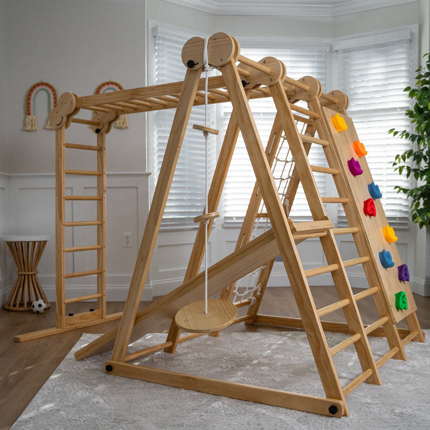 Indoor 6in1 Foldable Wooden Jungle Gym Chestnut From Avenlur