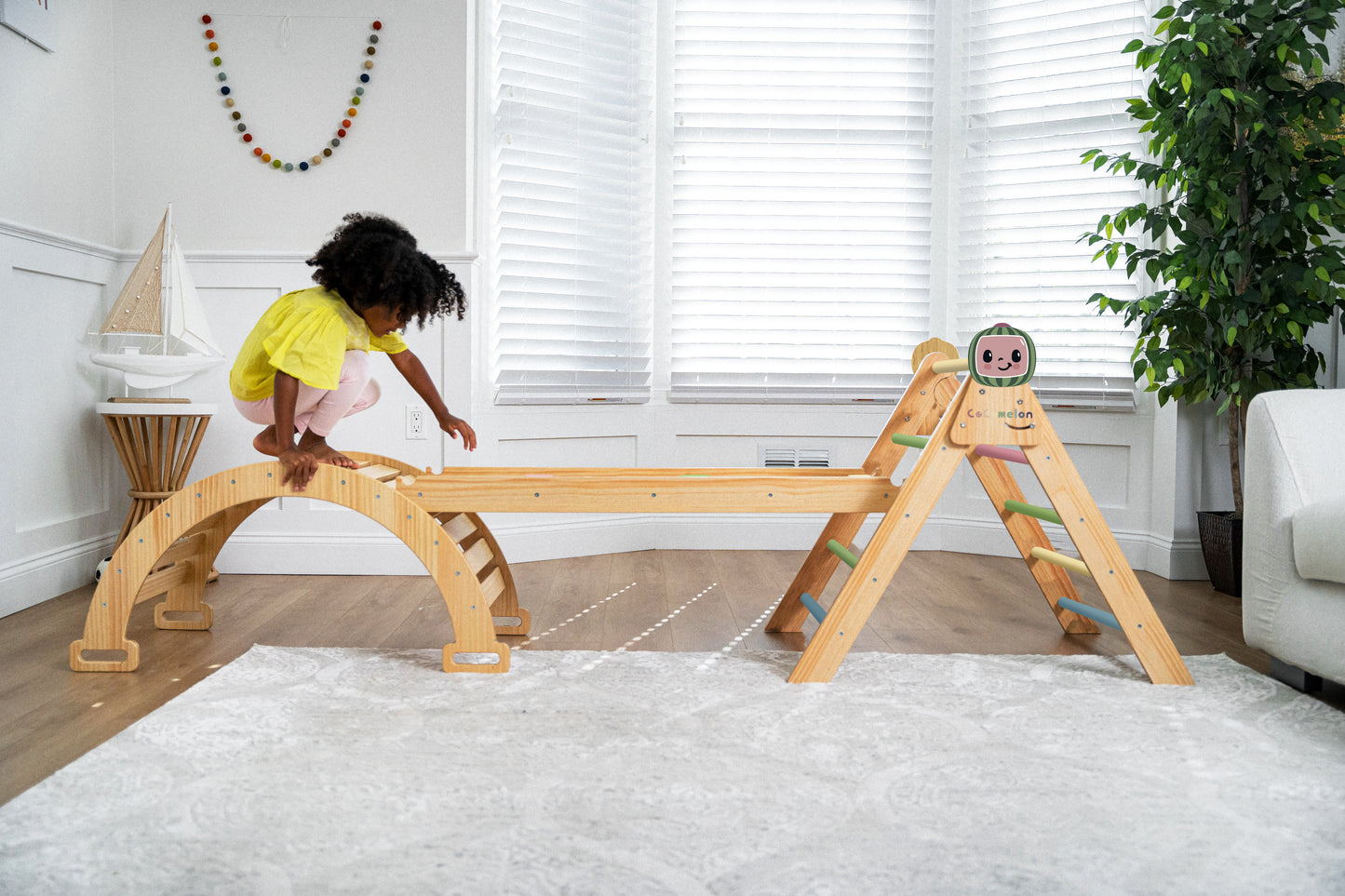 Hazel CocoMelon - Pikler Triangle Ladder & Rocker Set