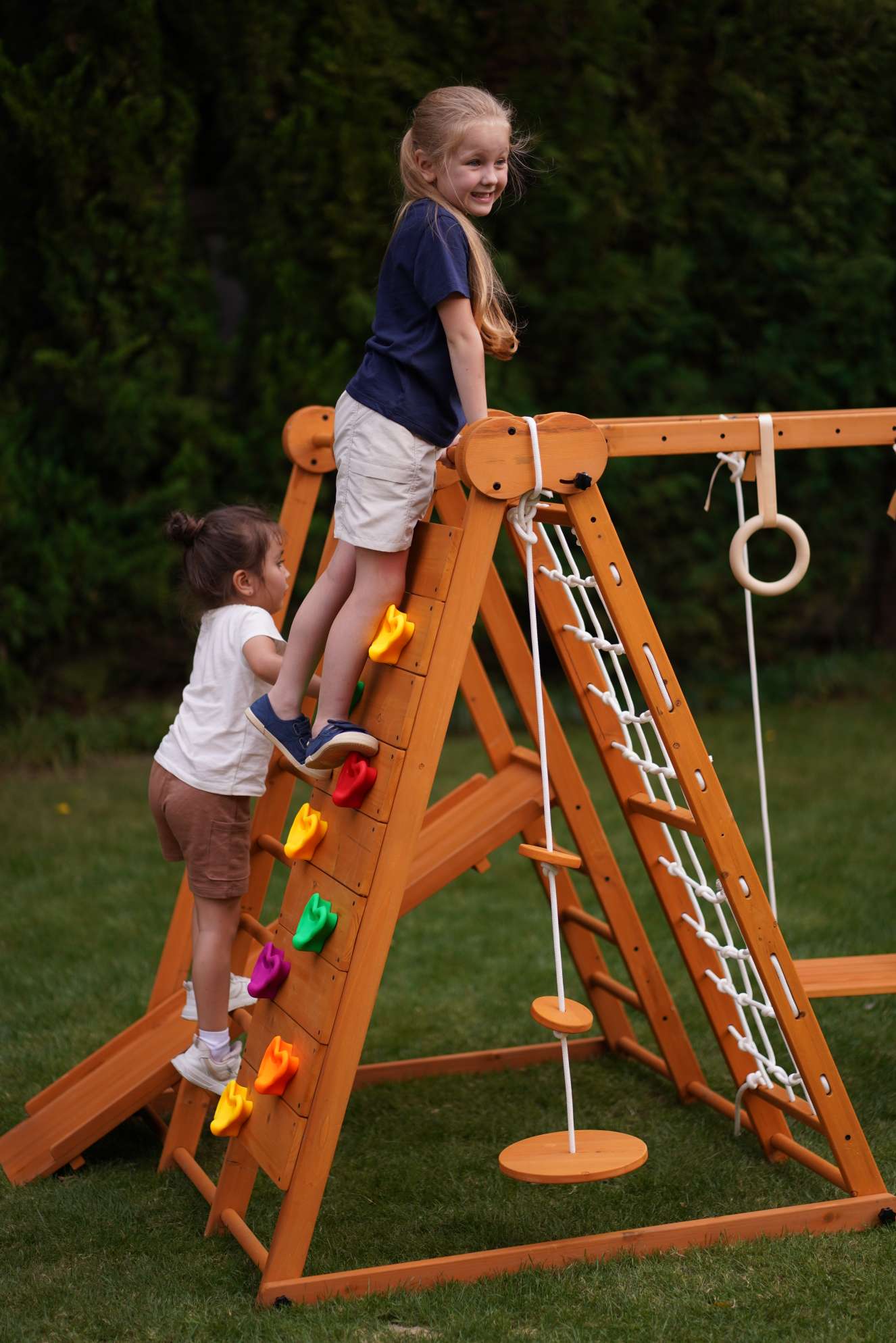 Chestnut - Outdoor and Indoor 8-in-1 Jungle Gym for Toddlers Playset.