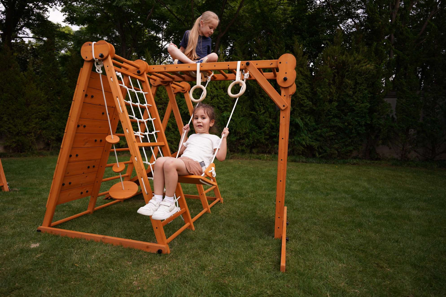 Chestnut - Outdoor and Indoor 8-in-1 Jungle Gym for Toddlers Playset.