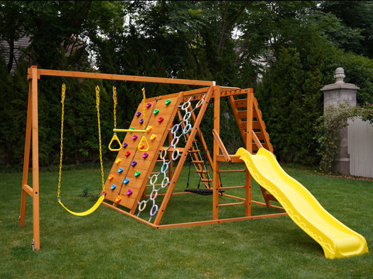 Sycamore - Backyard Ultimate Climbing Set with 2 Swings And Trapeze Bar