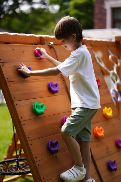 Sycamore - Backyard Ultimate Climbing Set with 2 Swings And Trapeze Bar.