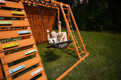 Sycamore - Ultimatives Klettergerüst für den Garten mit 2 Schaukeln und Trapezstange