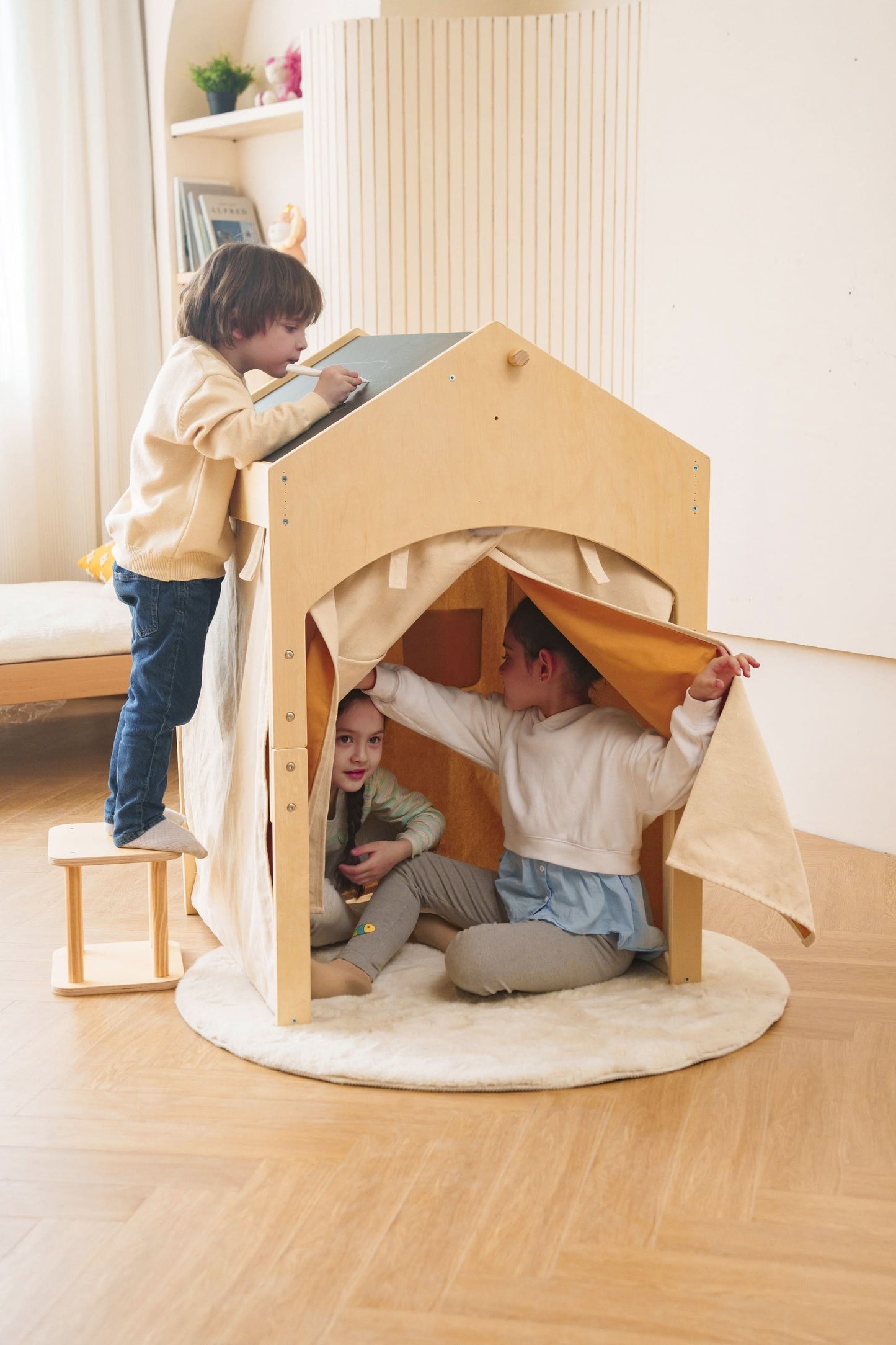 Ash - Wood Adjustable Learning Tent with Desk and Chair.