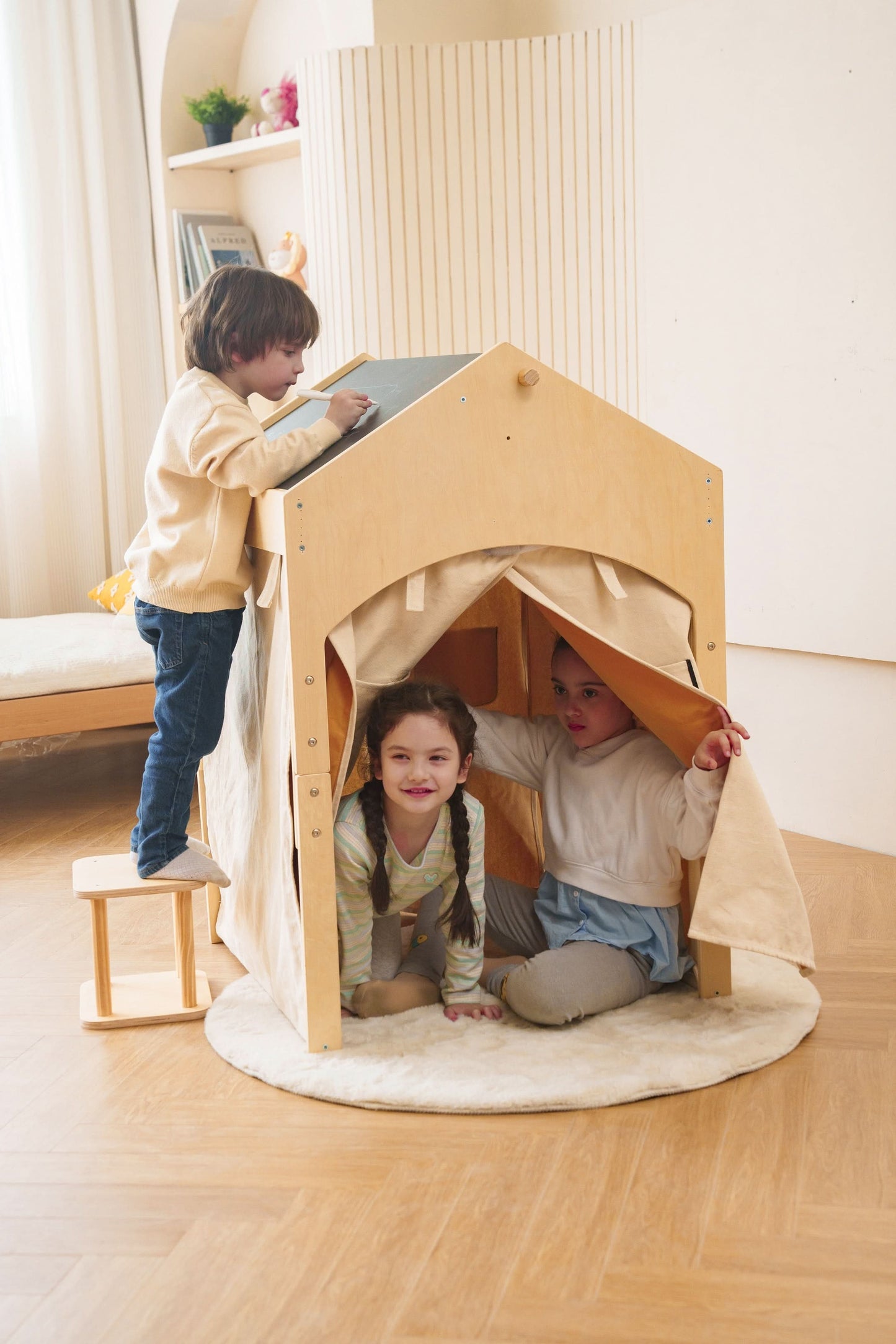 Ash - Wood Adjustable Learning Tent with Desk and Chair.