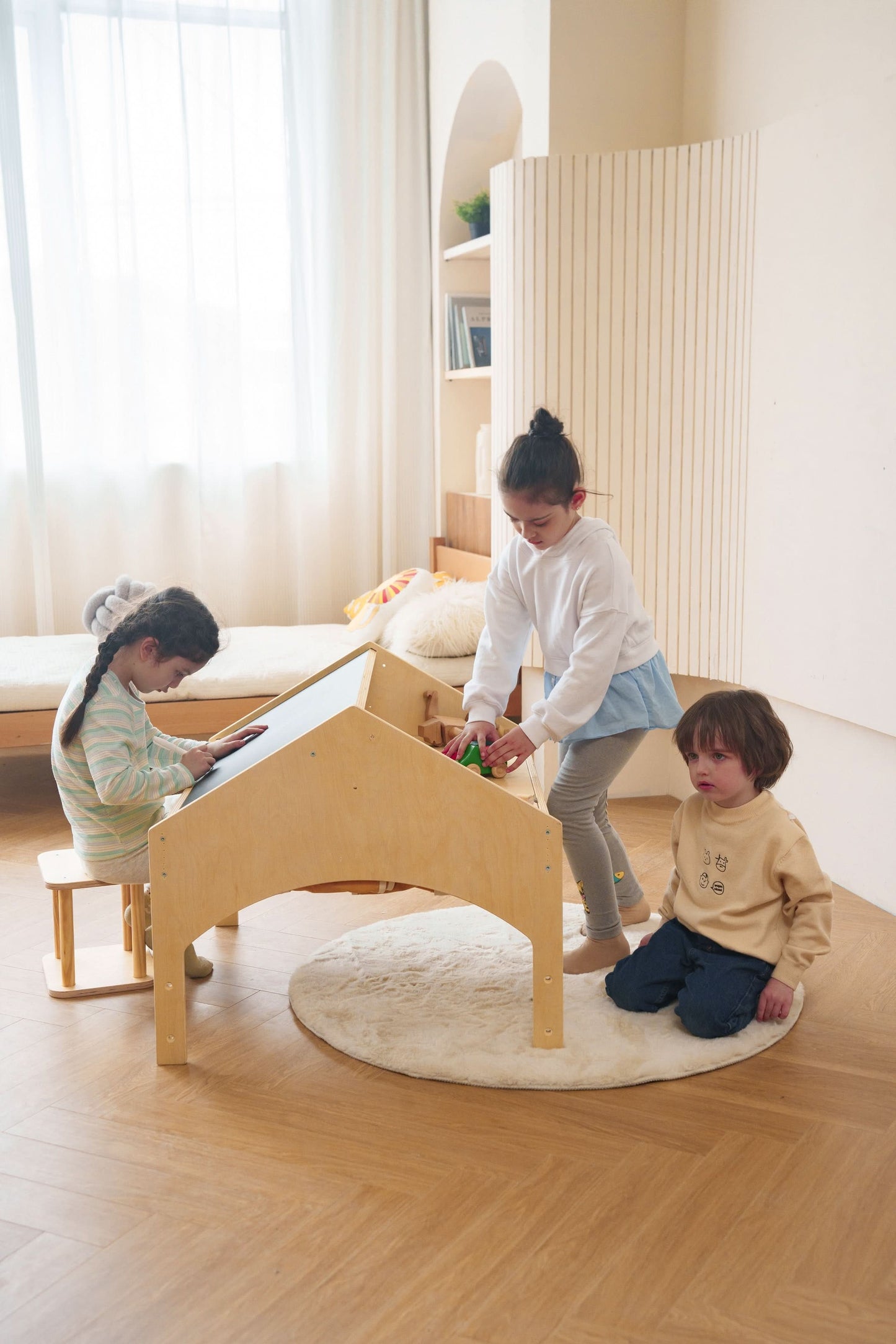 Ash - Wood Adjustable Learning Tent with Desk and Chair.