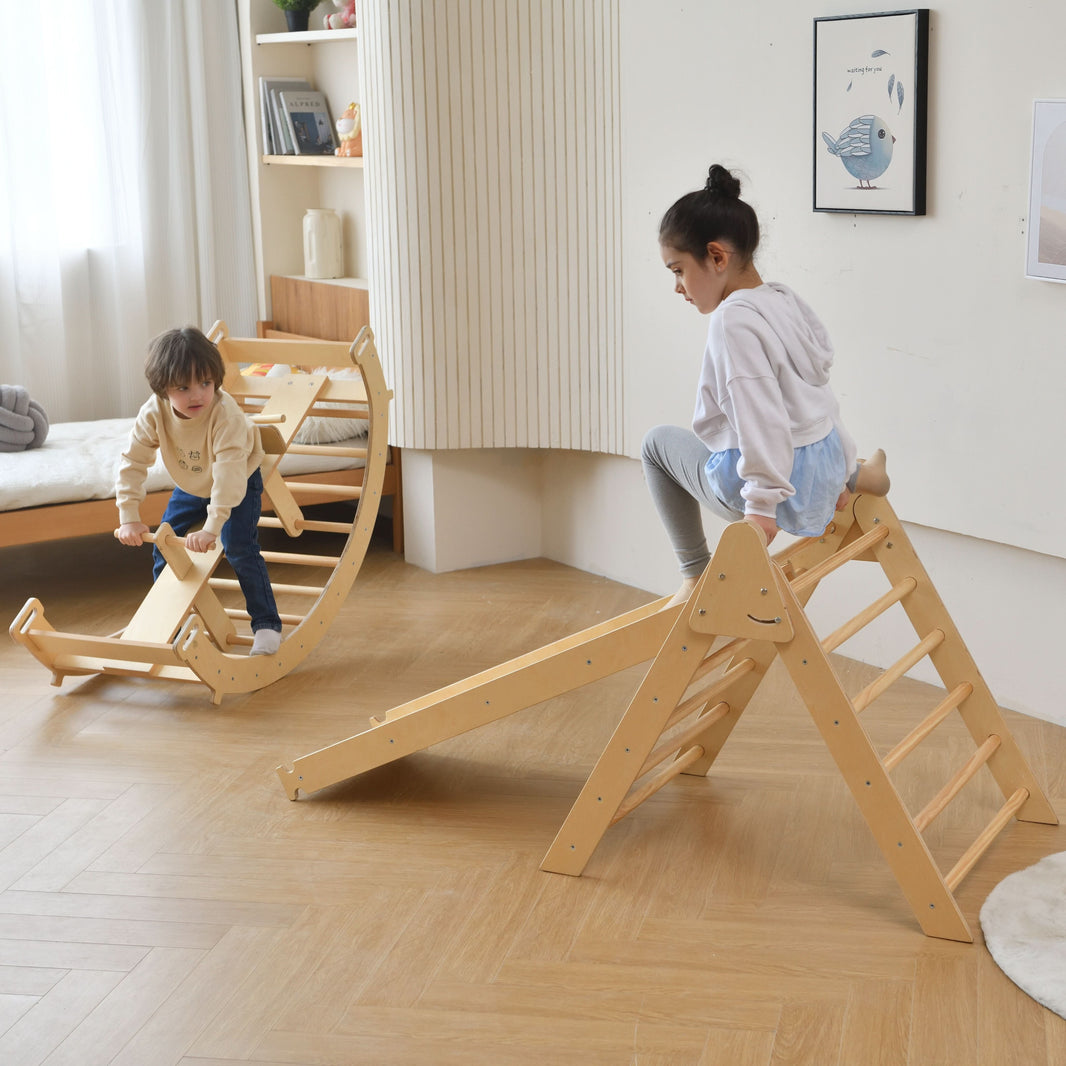 Bazel - Pikler 6-in-1  Climber with Rocker Arch and Slide Set