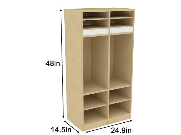 Avenlur 48” Wooden Preschool Storage Locker – Double Cubby Coat Locker Organizer for Kids, Daycare, Montessori & Classroom Use