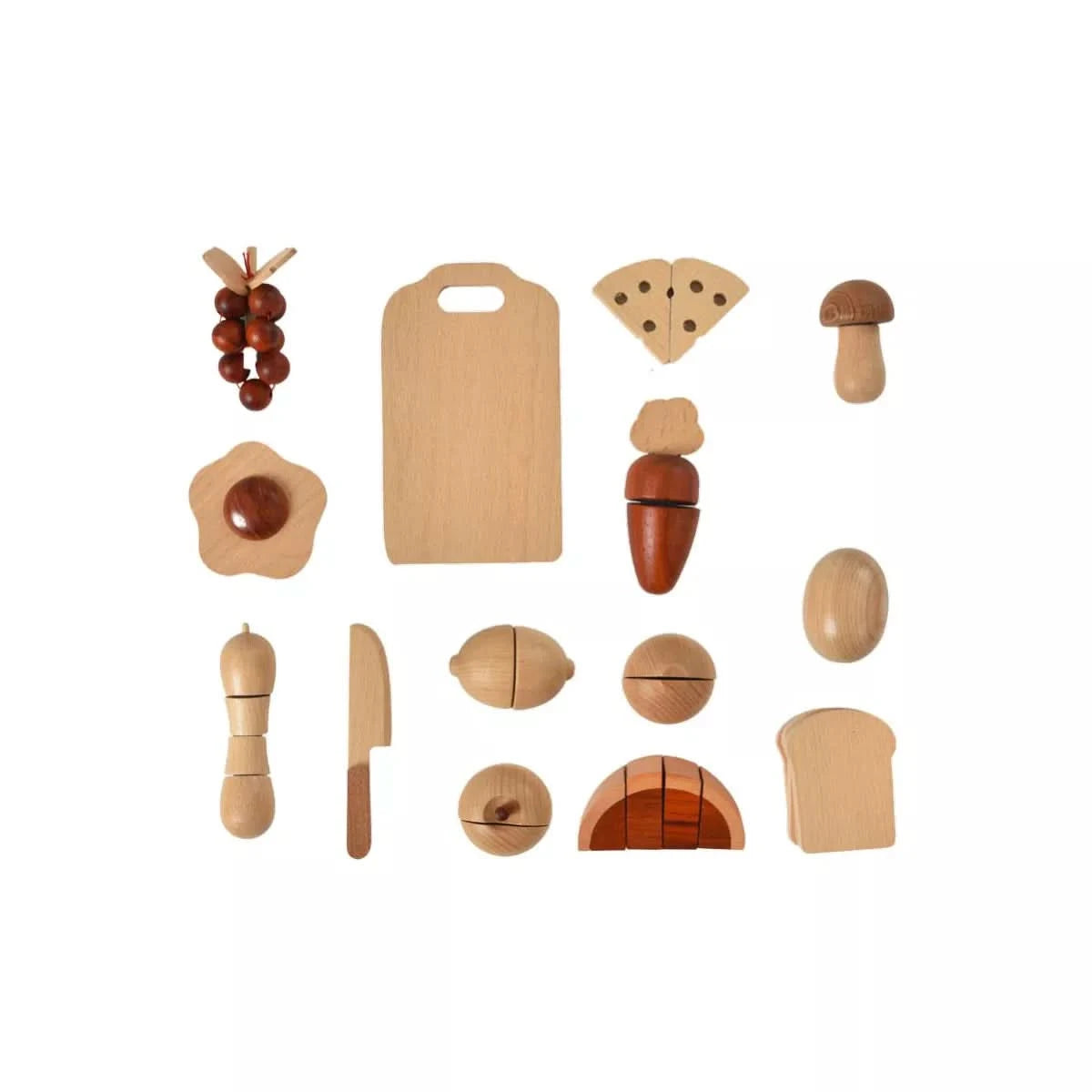 Wooden Play Food Sets for Kids Kitchen.