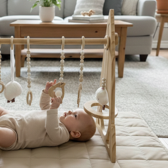 Rocket Wooden Baby Gym – Montessori Play Arch for Infant Development Rocket Wooden Baby Gym – Montessori Play Arch for Infant Development