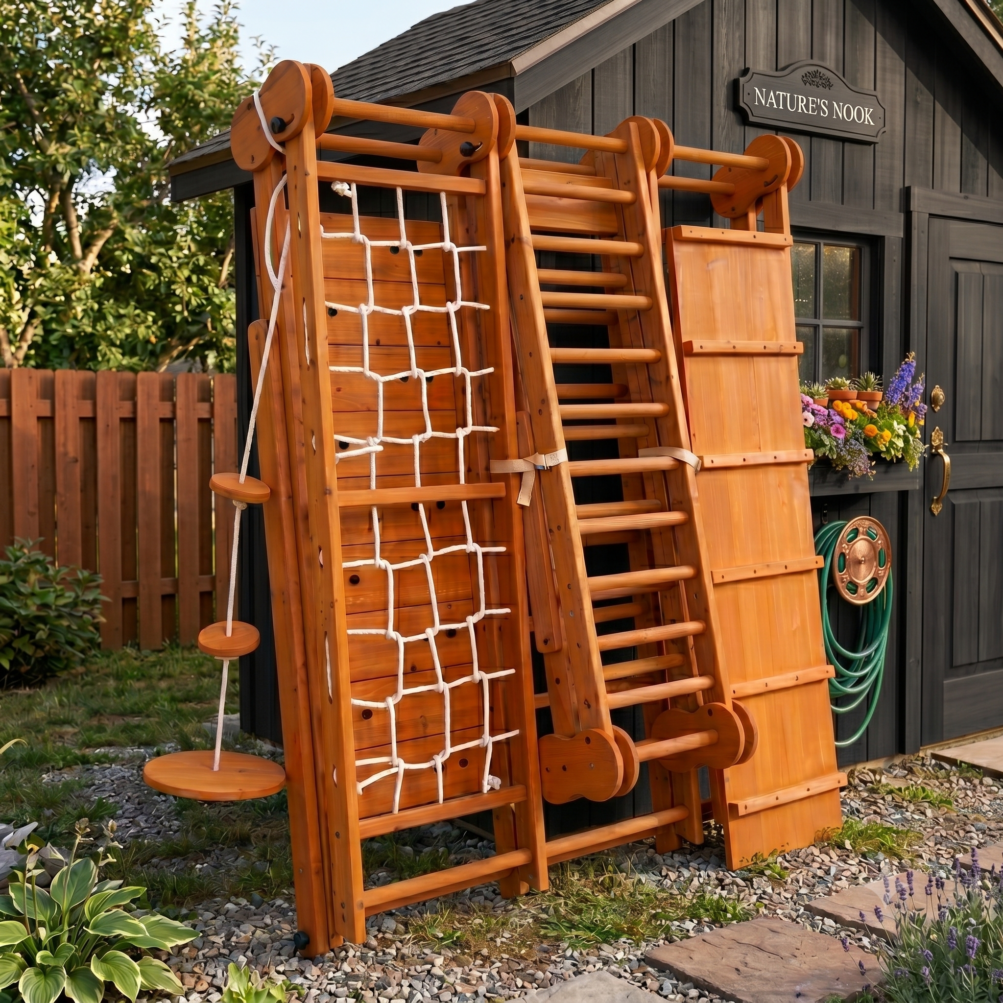 Chestnut-Outdoor- und Indoor 8-in-1-Jungle-Fitnessstudio für Kleinkinder Playset