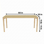 Rectangular Adjustable Kids Classroom Table – 60"×20", 13"–17" Height | School, Daycare & Homeschool