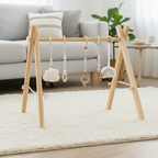 Lilac Wooden Baby Gym | Montessori Infant Play Gym with Hanging Toys