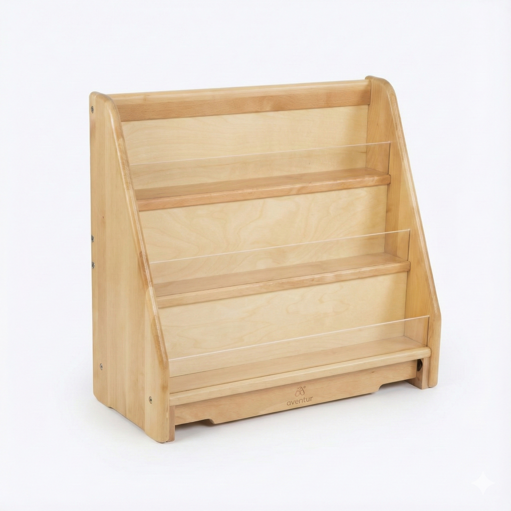 Wooden Classroom Bookshelf – Double Pack 3 Tier Front-Facing Display | 22.4" H x 25" W x 22" D