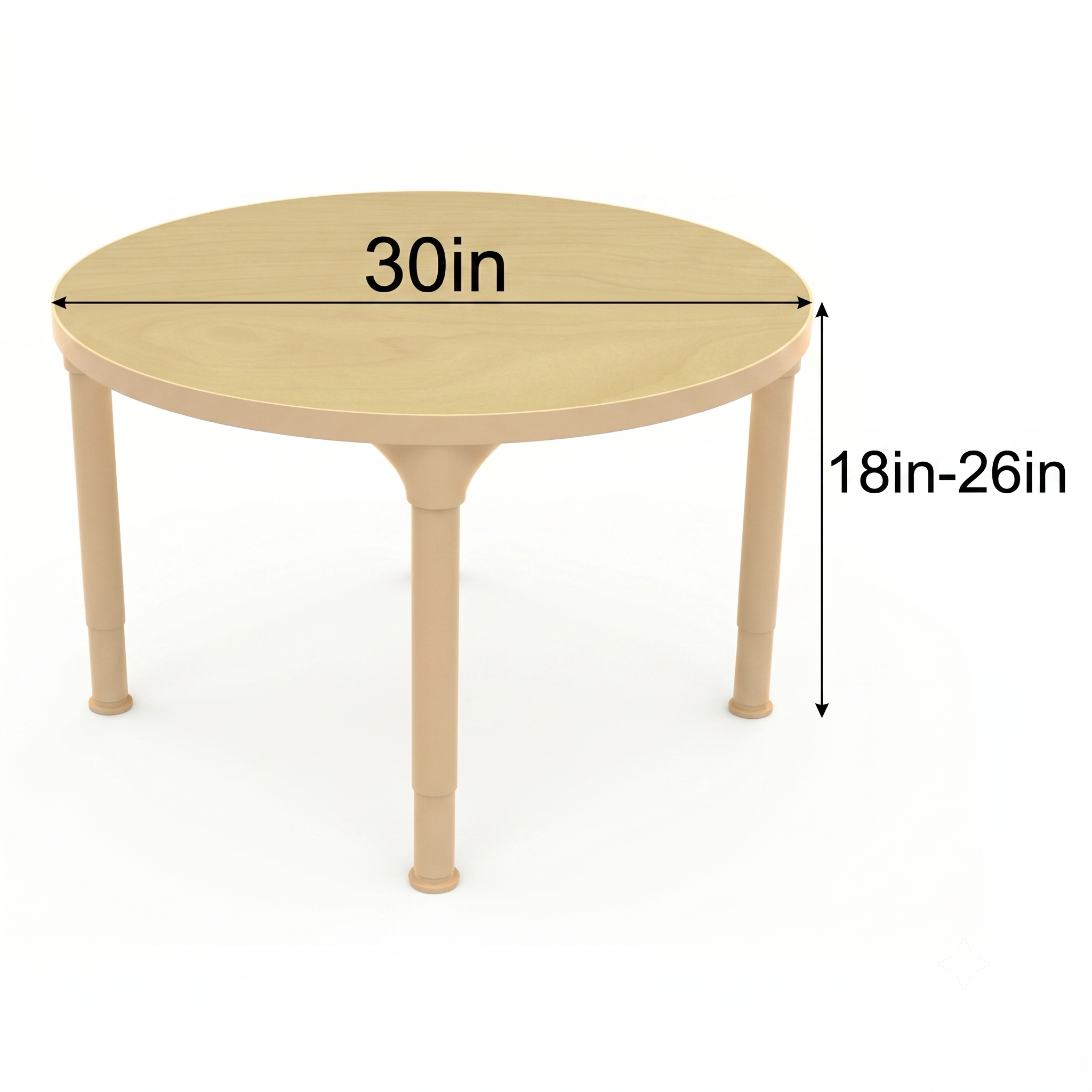 Round Adjustable Kids Classroom Table – 30" Diameter, 17"–25" Height | Daycare, Montessori & Homeschool
