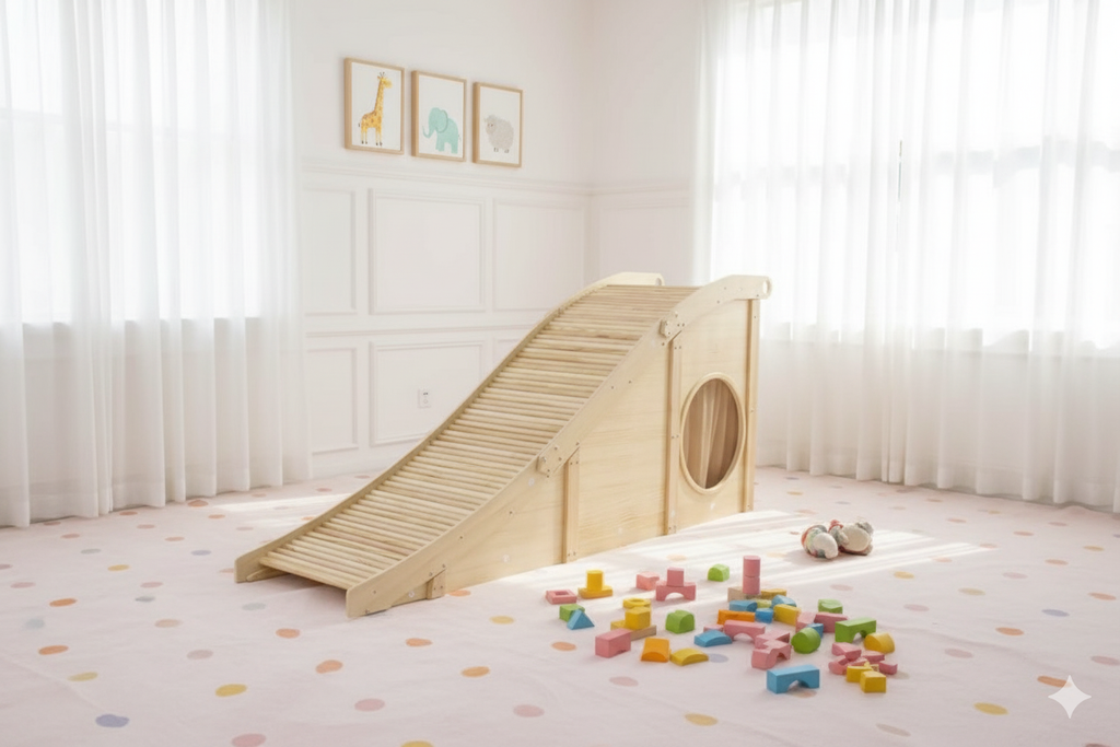 Hickory Indoor Wooden Play Slide & Tunnel