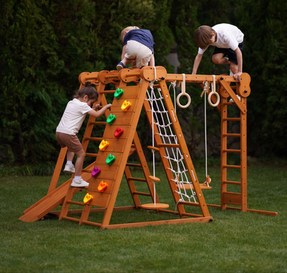 Chestnut - Outdoor and Indoor 8-in-1 Jungle Gym for Toddlers Playset