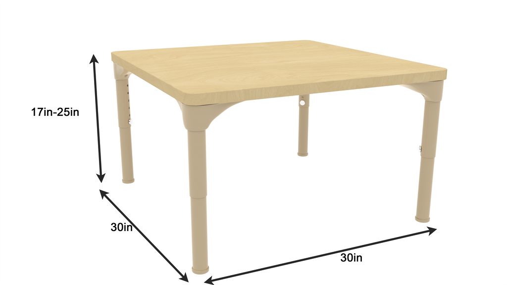 Square Adjustable Kids Table – 17" to 25" Height | Activity Table for Classrooms, Daycares & Homeschool