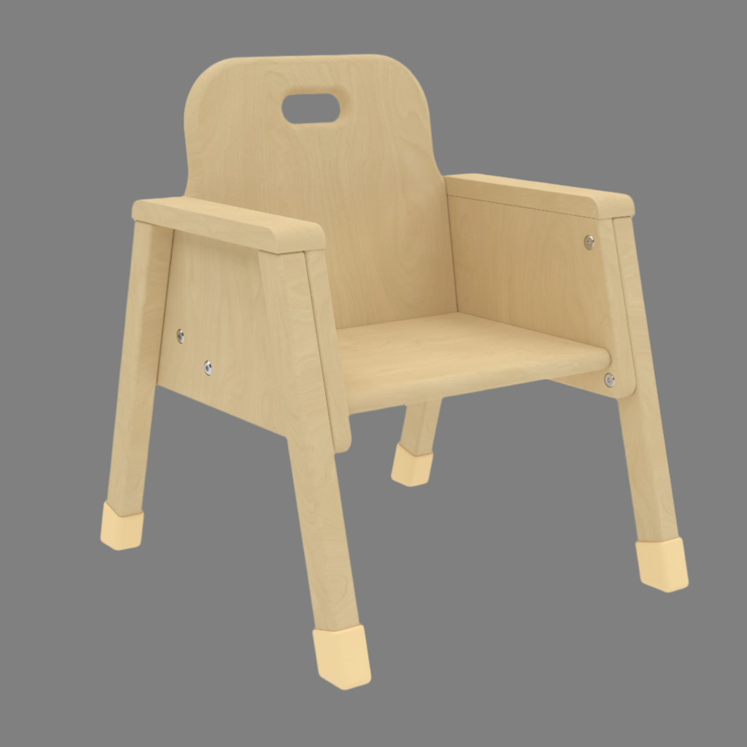 Children’s Wooden Armchair – 6" Seat Height – Montessori Chair with Handle and Armrests