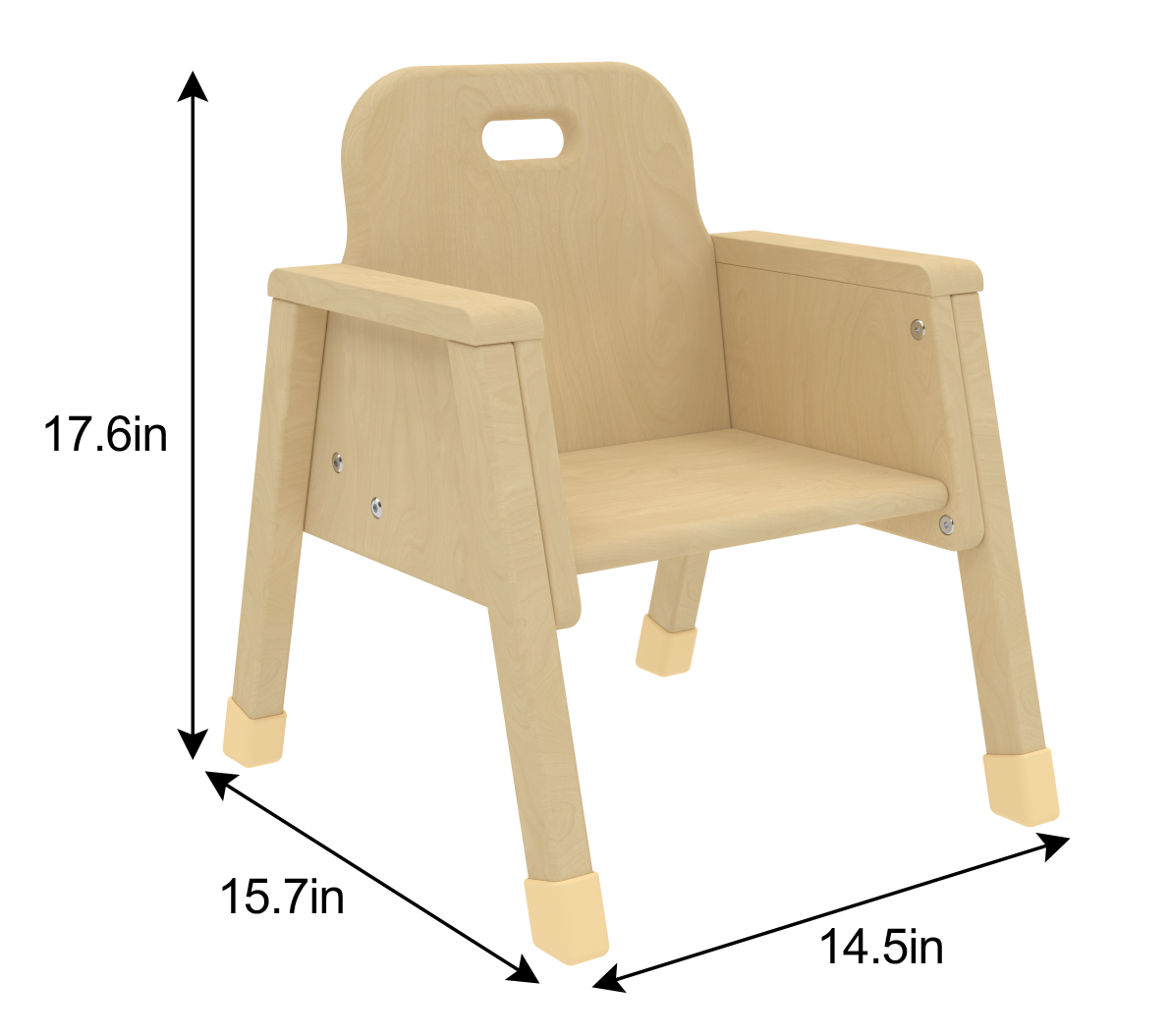 Children’s Wooden Armchair – 8" Seat Height – Montessori Toddler Chair with Armrests