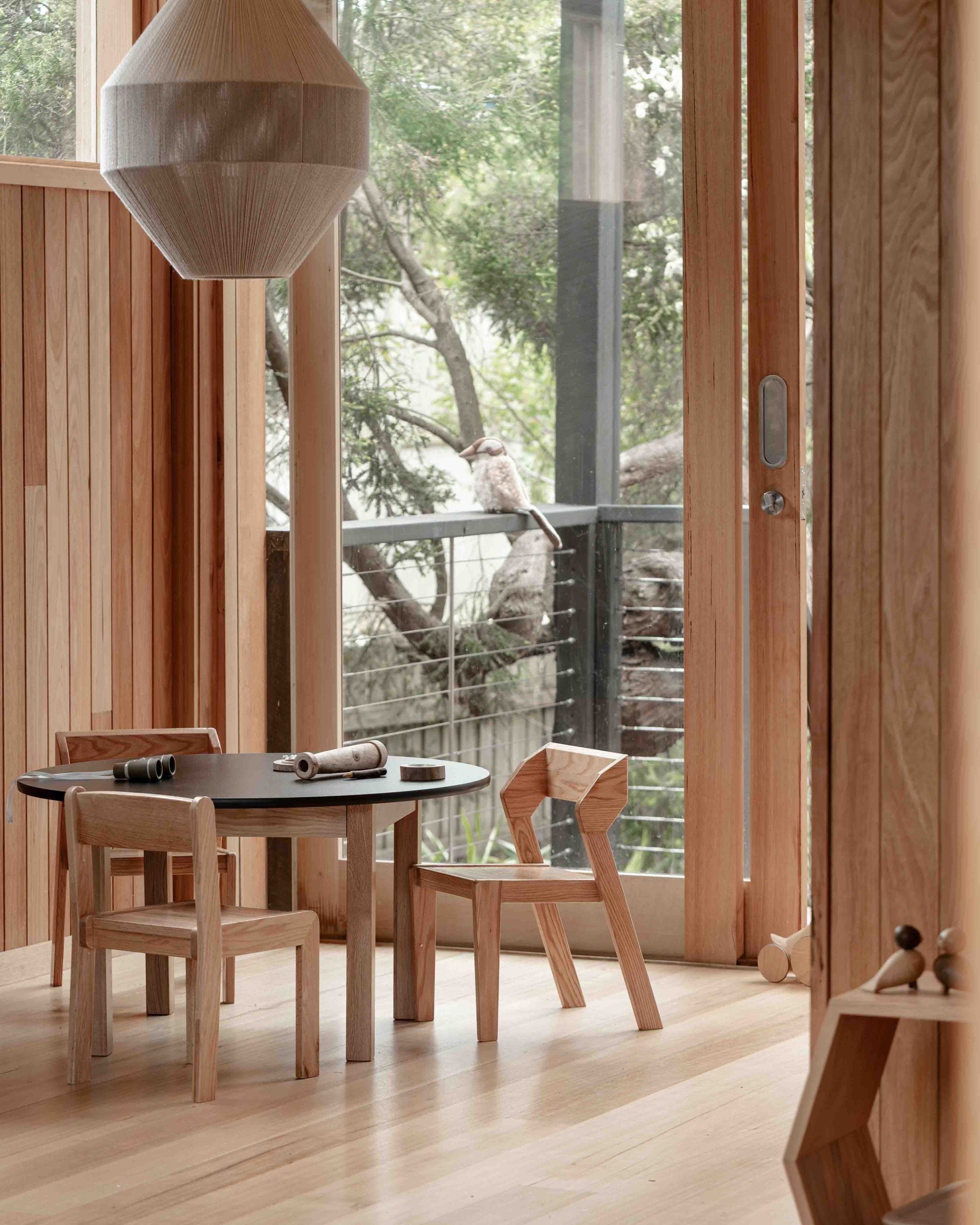 Round Black Kids Table – 35" Diameter Oak Base