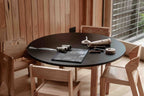 Round Black Kids Table – 35" Diameter Oak Base