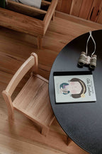 Round Black Kids Table – 35" Diameter Oak Base