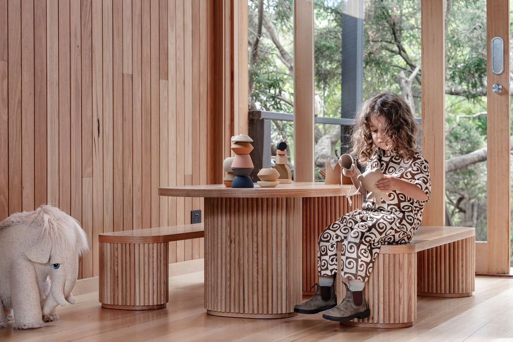 Fluted Oval Kids Table – Solid European Oak Activity Table