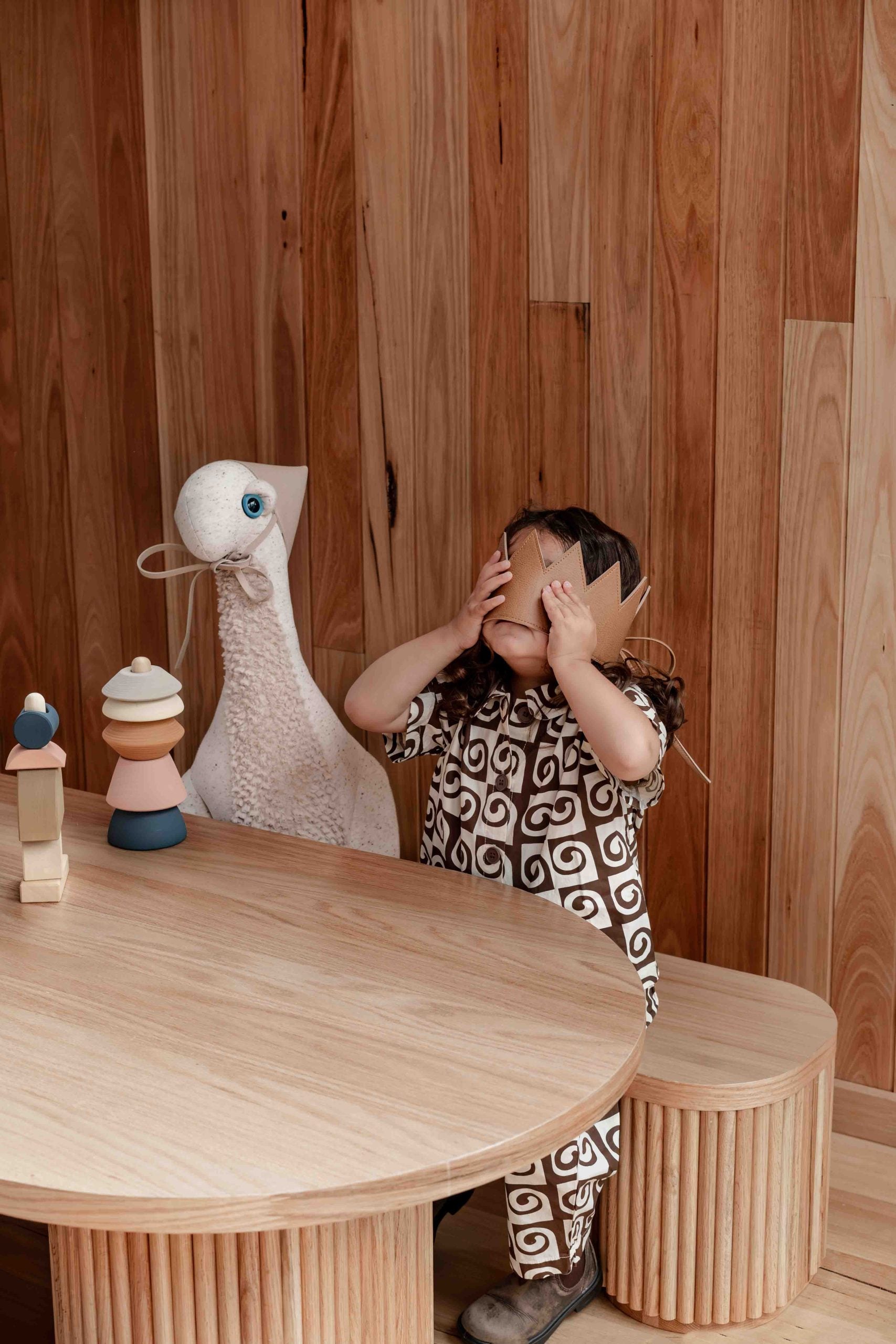 Fluted Oval Kids Table – Solid European Oak Activity Table