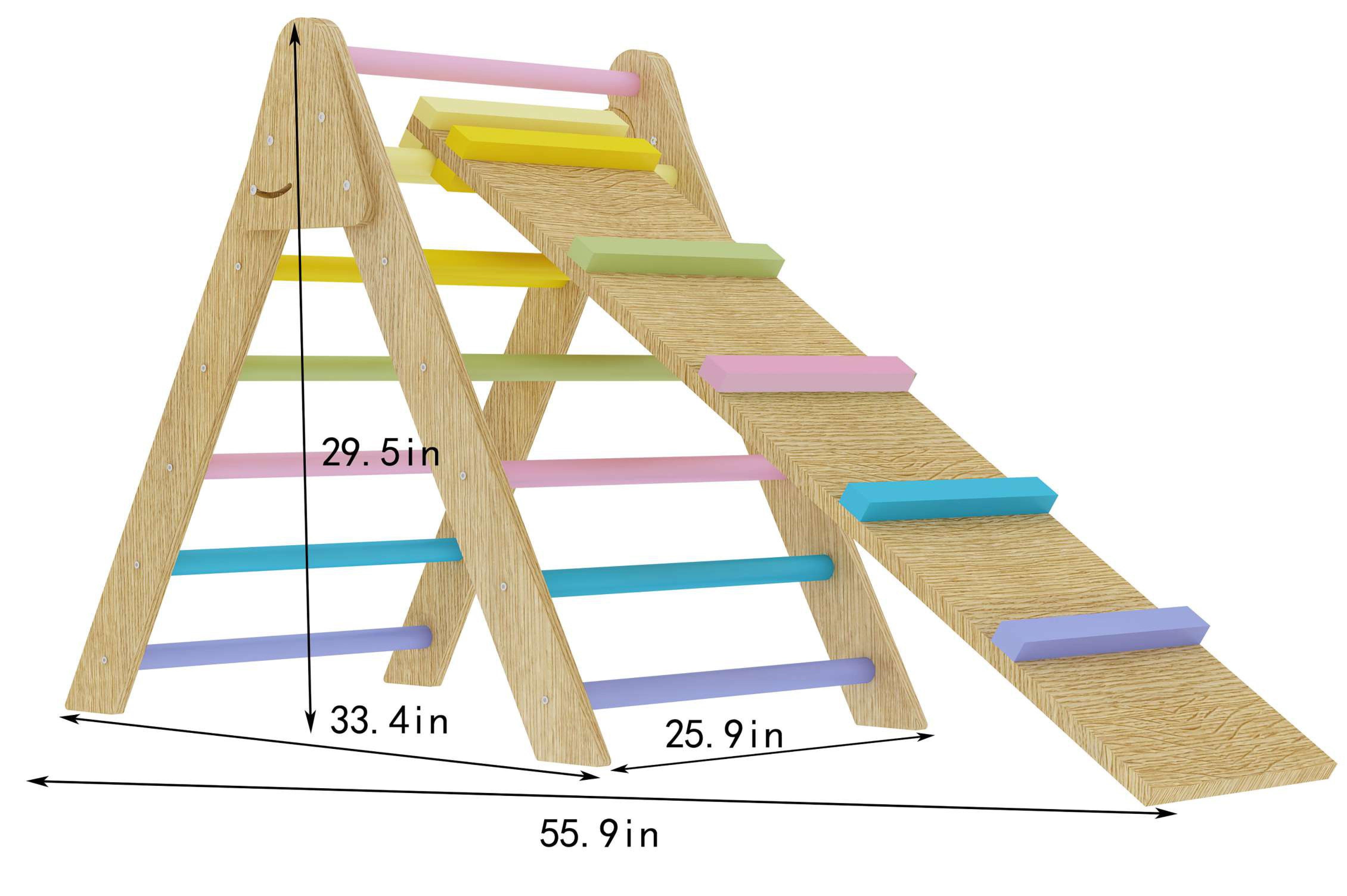 Pikler Triangle Ladder and Wooden Climber Slide | Avenlur