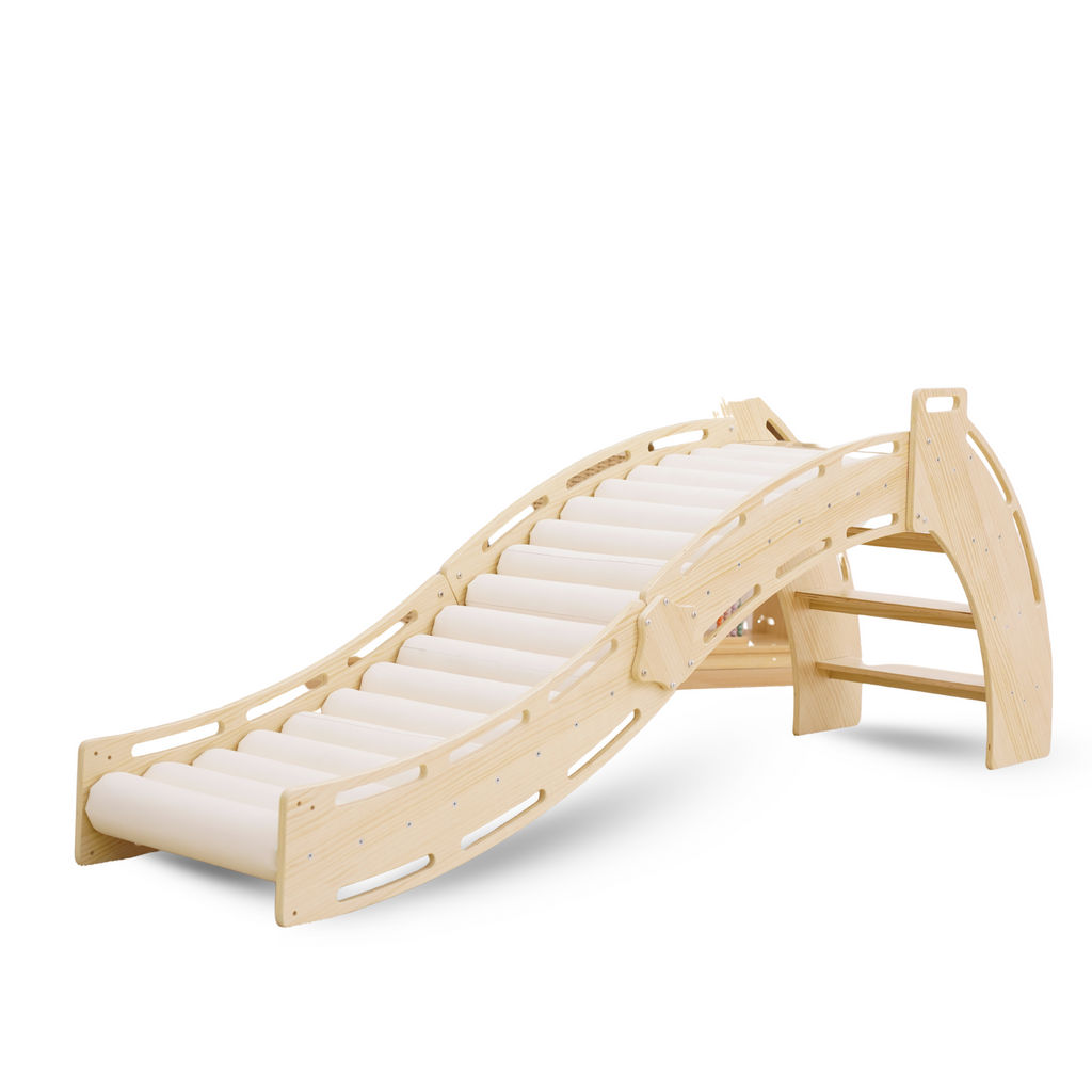 Avenlur Sensory Roller Slide and Rocker Combo with birchwood frame and foam roller slide for indoor sensory play