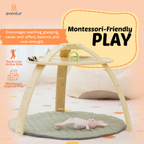 Ivy 3-in-1 Babywippe, Spielbogen und Aktivitätstisch aus Holz