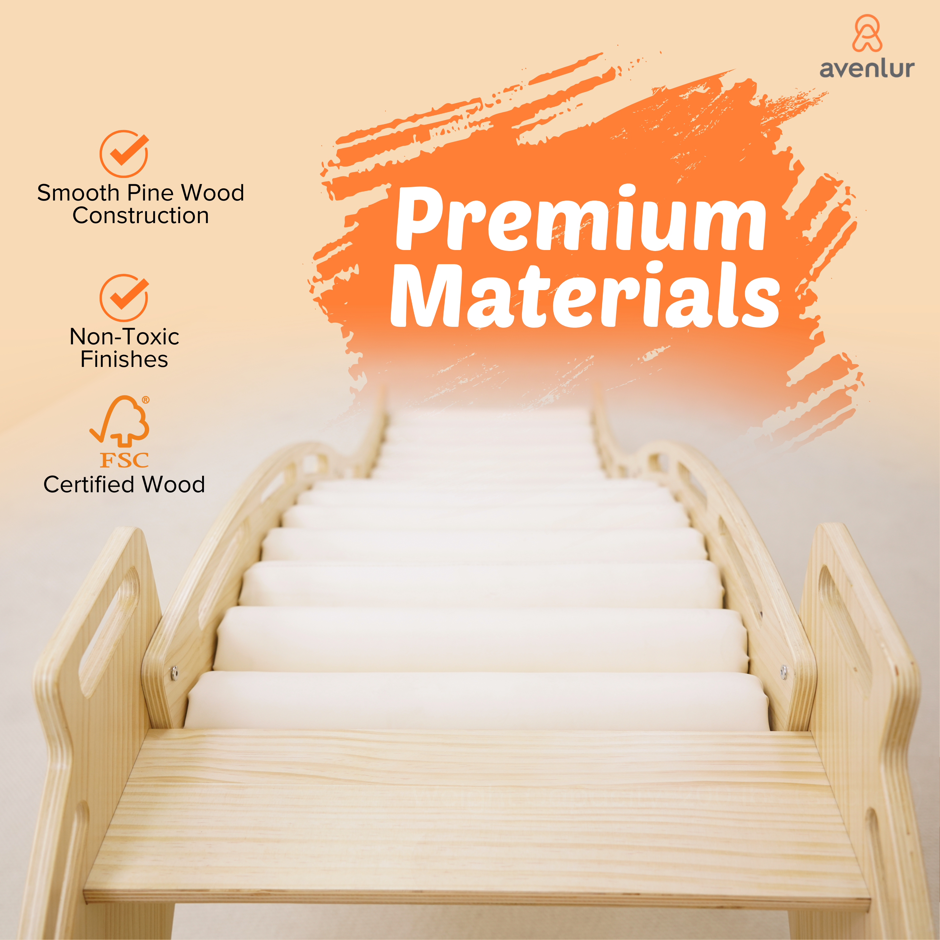 Indoor wooden roller slide flipped into rocker mode for balance, rocking, and gross motor development
