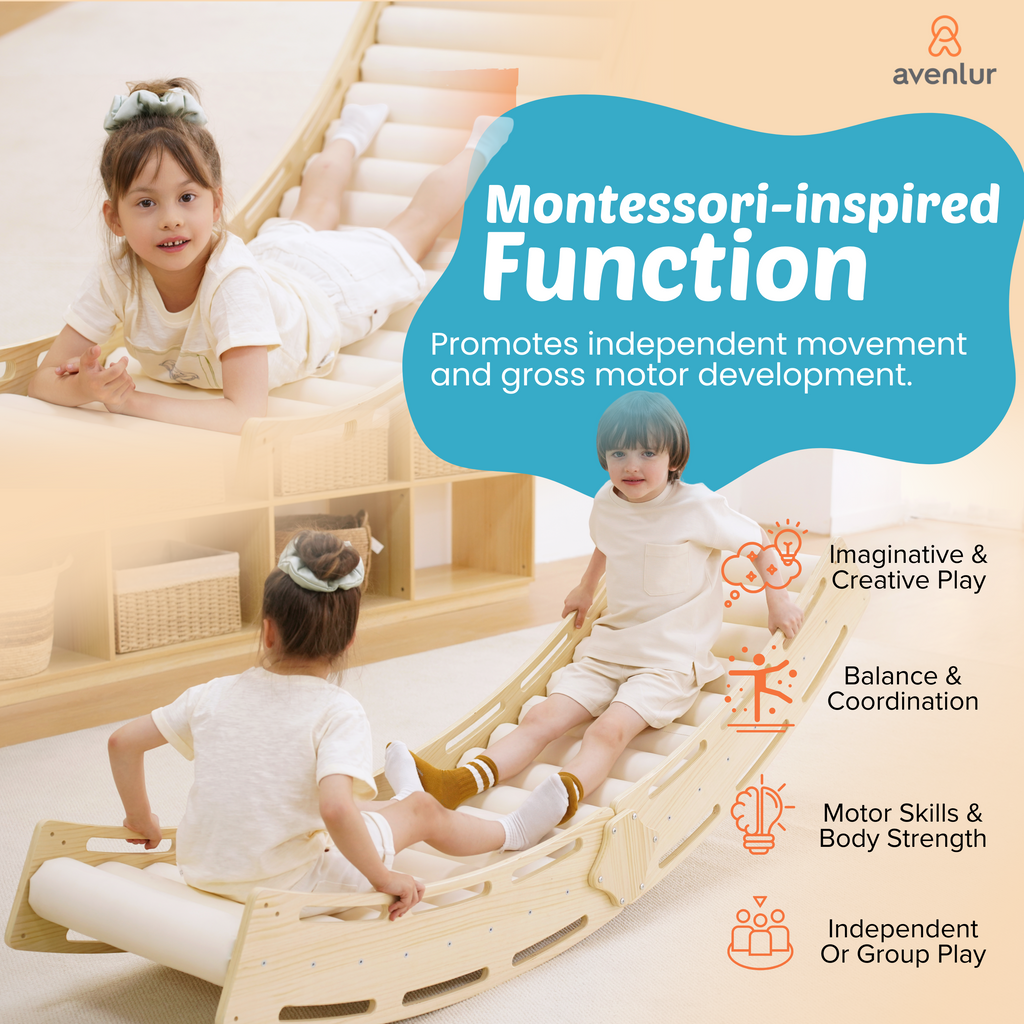 Avenlur sensory roller climber with integrated steps and rounded birchwood edges for toddler indoor play