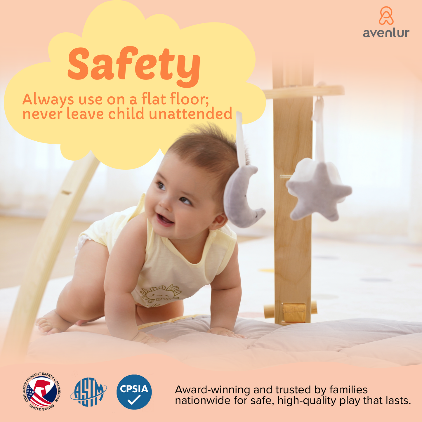 Ivy 3-in-1 Wooden Baby Bouncer, Play Gym & Activity Table
