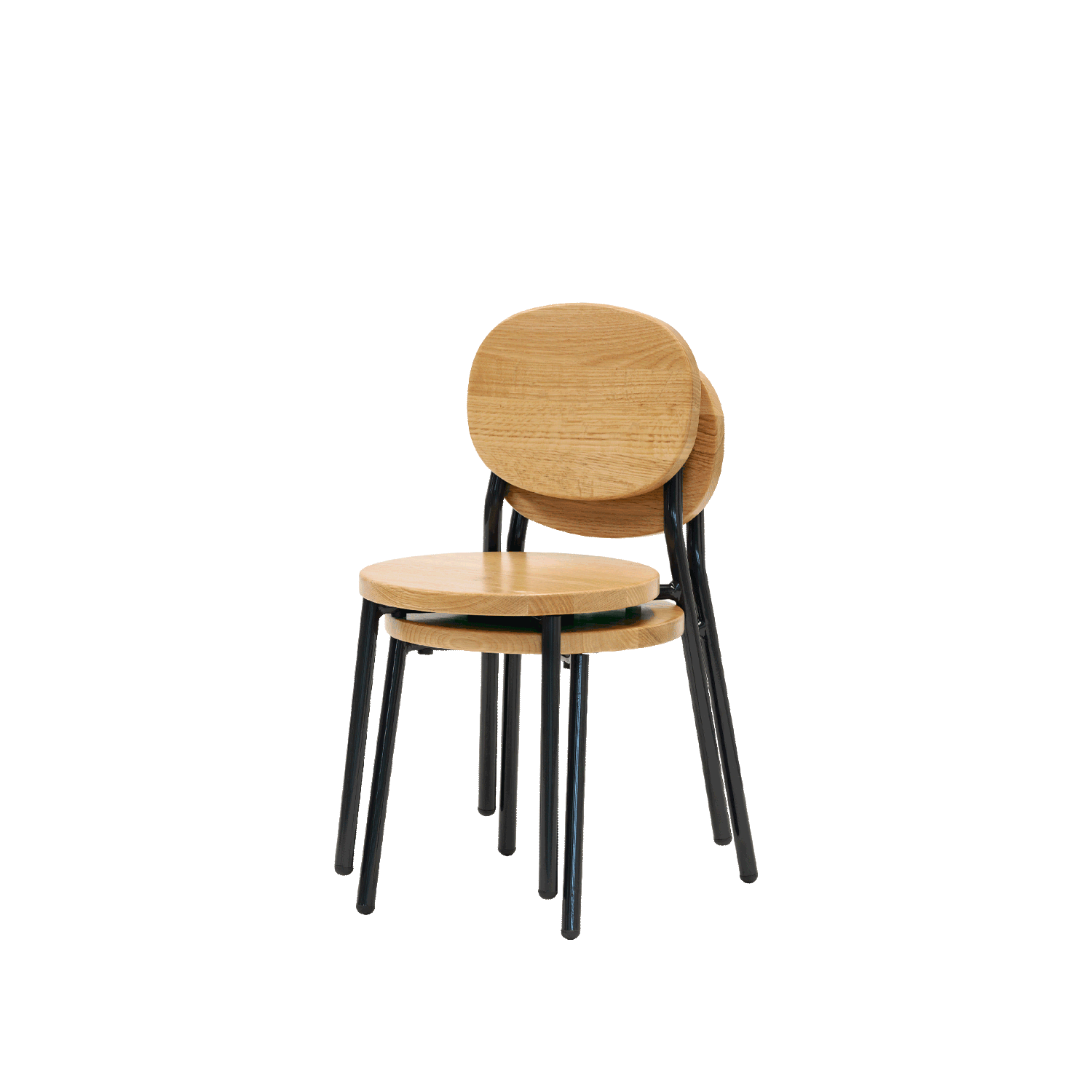 Ottie Stackable Chair – 10" Seat Height | Charcoal Legs, Oak Wood