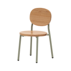 Wooden chair with metal legs on a white background
