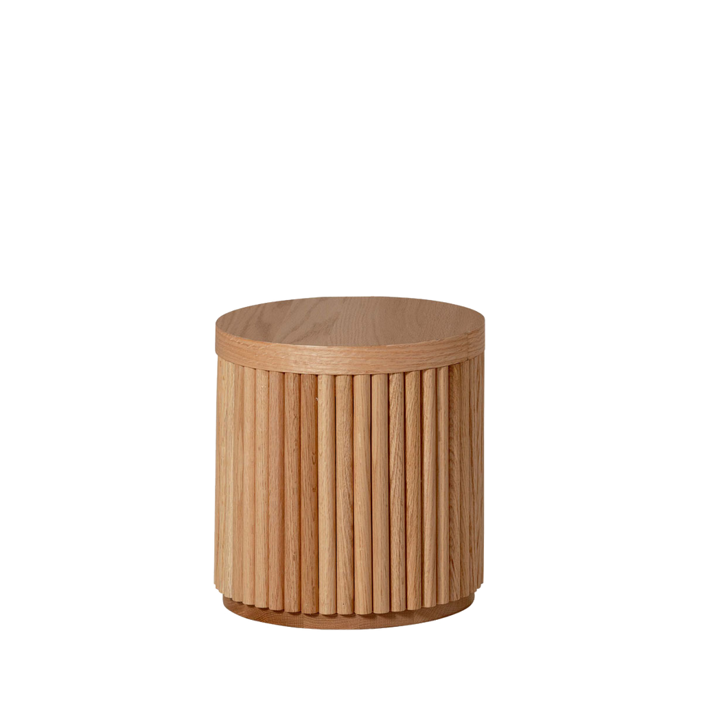 Fluted Round Wooden Stool – Solid European Oak Kids Seat