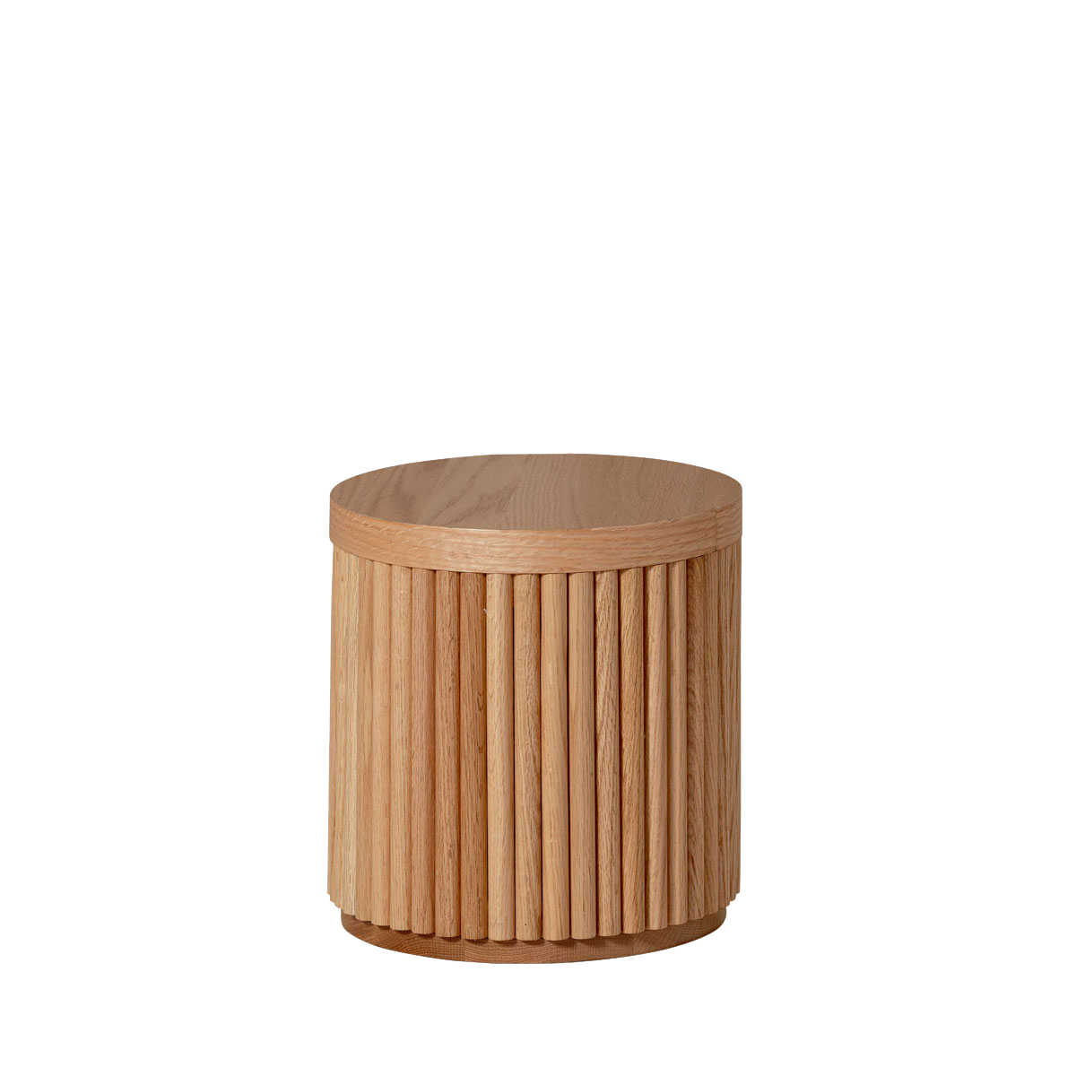 Fluted Round Wooden Stool – Solid European Oak Kids Seat