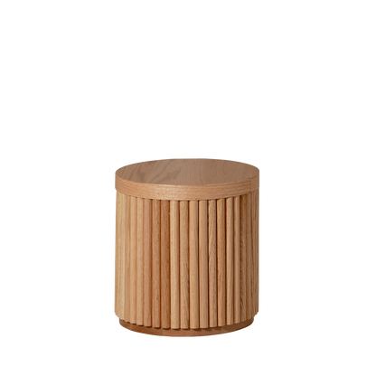Fluted Round Wooden Stool – Solid European Oak Kids Seat